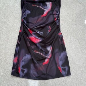 Pink, purple, black silk sleeveless dress